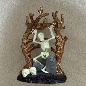Halloween Skeleton Decoration with Bronze Tree Candle Holder